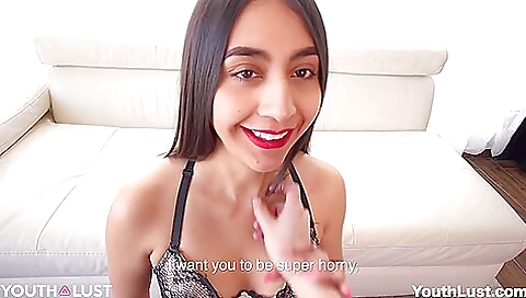 Cute chick fucks in bed